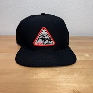 TEDxPortland Snapback Hat Black Flat Brim 503 Area Code Mountain Patch Cap Mens